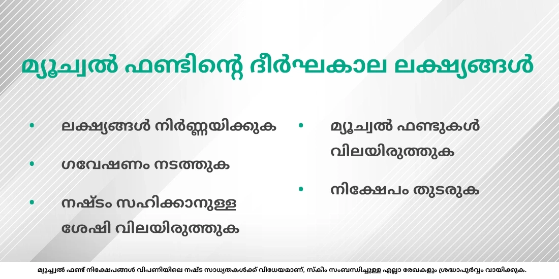 മ്യൂച്വൽ ഫണ്ടിന്റെ ദീർഘകാല ലക്ഷ്യങ്ങൾ സംബന്ധിച്ച് കൂടുതൽ അറിയുക