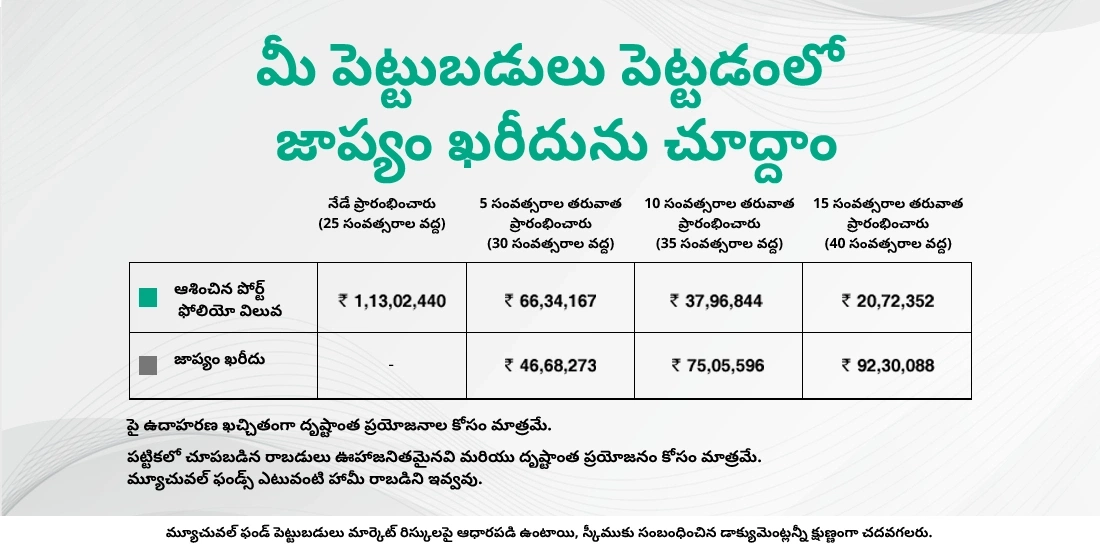 పెట్టుబడి పెట్టడంలో జాప్యం ఖరీదు