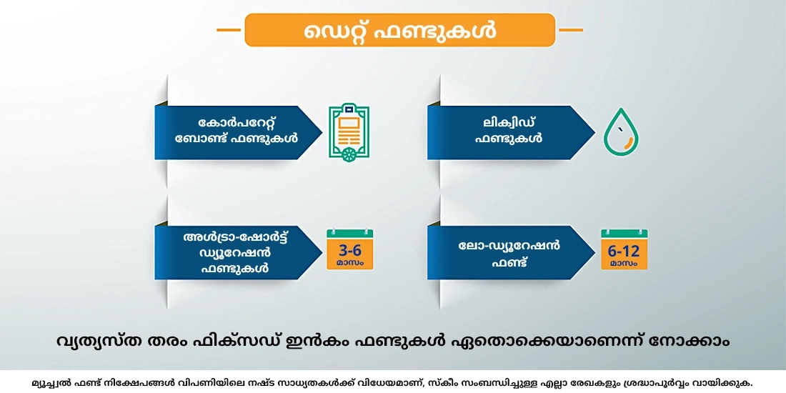 ഏതൊക്കെയാണ് വ്യത്യസ്ത തരം ഡെറ്റ് ഫണ്ടുകള്‍?