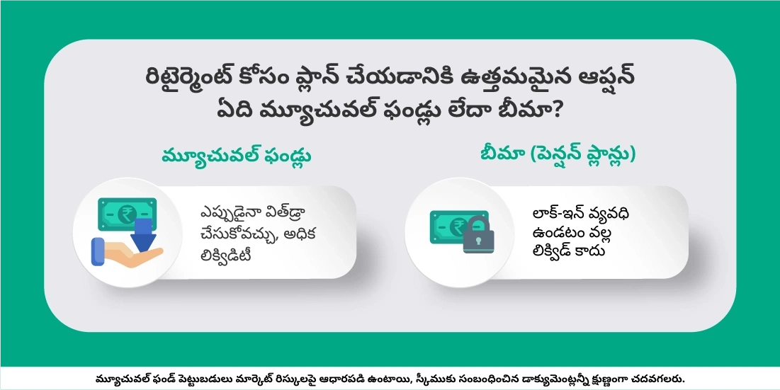 రిటైర్మెంట్ కోసం ప్లాన్ చేయడానికి ఉత్తమమైన ఆప్షన్ ఏది: మ్యూచువల్ ఫండ్లు లేదా బీమా?